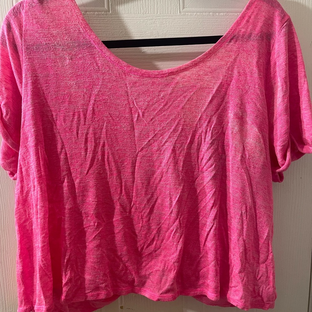 Aeropostale Pink Crop Relaxed Short Sleeve Tee